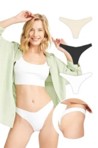Cottonhill Basic Non-Marking Laser Cut Women's Brazilian Panties 3 Pack - 5 - Image 2