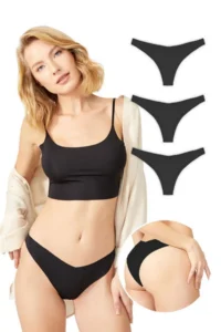 Cottonhill Basic Non-Marking Laser Cut Women's Brazilian Panties 3 Pack - 6 - Image 2