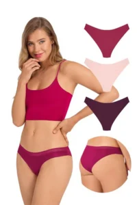 Cottonhill Net Elastic Laser Cutting Bikini Panties 3 Sets Paket
