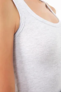 Cottonhill Gray Cotton Thick Sleeveless Ribbed Women Tank Top - Image 2