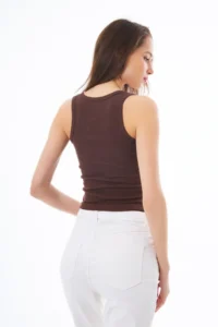 Cottonhill Brown Cotton Thick Strap Ribbed Women's Athlete - Image 2