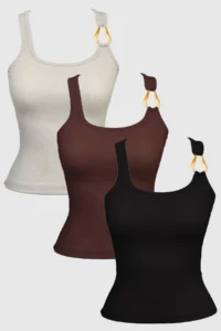 Cottonhill Cotton Thick Strap Women's Athlete with Ribbed Buckle Detail 3 Pack
