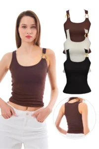 Cottonhill Cotton Thick Strap Women's Athlete with Ribbed Buckle Detail 3 Pack - Image 2