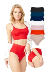 Cottonhill Basic High Waist Laser Cut Bikini Panties 7 Pack
