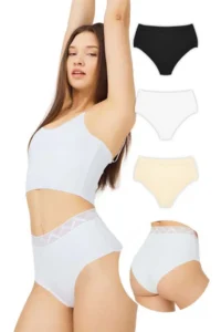 Cottonhill Basic High Waist Laser Cut Bikini Panties 3 Pack - 3