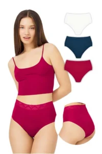 Cottonhill Basic High Waist Laser Cut Bikini Panties 3 Pack