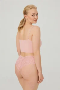Cottonhill Lace Tulle Detailed Plus Size Brazilian 3 Pack Panties - 4 - Image 5