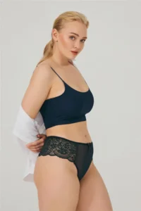 Cottonhill Lace Tulle Detailed Plus Size Brazilian 3 Pack Panties - 4 - Image 7