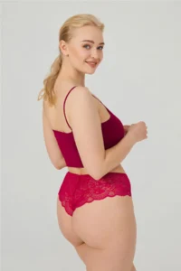 Cottonhill Lace Tulle Detailed Plus Size Women's Brazilian 3-Pack Panties - 2 - Image 2