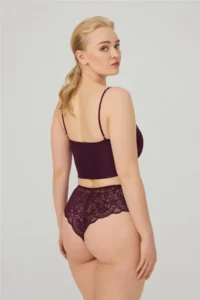 Cottonhill Lace Tulle Detailed Plus Size Women's Brazilian 3-Pack Panties - Image 2