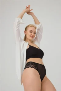 Cottonhill Lace Tulle Detailed Plus Size Women's Brazilian 3-Pack Panties - Image 4