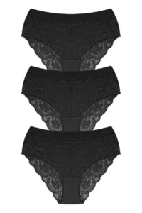 Cottonhill Lace Transparent Back Large Size Bikini Panties 3 Pack-3