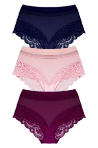 Cottonhill Lace Detailed Transparent Large Size Bikini Panties 3 Pack-2