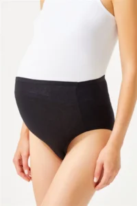Cottonhill Black Cotton High Waist Maternity Bikini Panties - Image 3