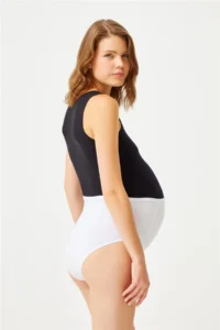 Cottonhill White Cotton High Waist Maternity Bikini Panties - Image 2