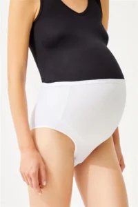 Cottonhill White Cotton High Waist Maternity Bikini Panties - Image 3