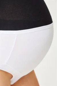 Cottonhill White Cotton High Waist Maternity Bikini Panties - Image 4