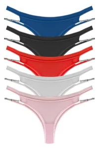 Cottonhill Tulle Transparent Stone and Chain Detailed Women's Brazilian Panties 5 Pack