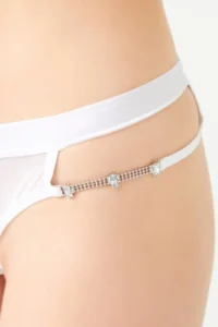Cottonhill Tulle Transparent Stone and Chain Detailed Women's Brazilian Panties 5 Pack - Image 7