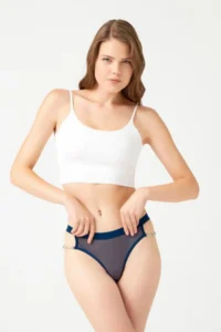 Cottonhill Tulle Transparent Stone and Chain Detailed Women's Brazilian Panties 5 Pack - Image 8