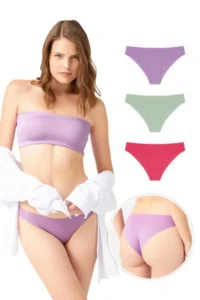 Cottonhill Laser Cutting Women Bikini Panties 3 Sets Paket-1 - Image 2