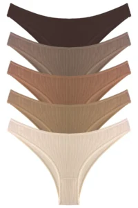 Cottonhill Women Ribbed Camisole Brezilya Panties 5 Sets Paket-2
