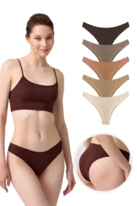 Cottonhill Women Ribbed Camisole Brezilya Panties 5 Sets Paket-2 - Image 2