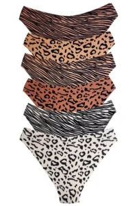 Cottonhill Basic Patterned Laser Cut Women's Bikini Panties 6 Pack - Image 3