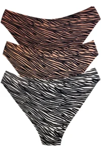 Cottonhill Basic Patterned Laser Cut Women's Bikini Panties 3 Pack-1 - Image 3