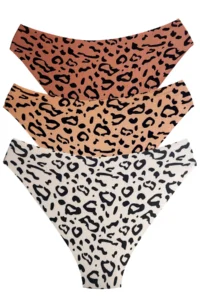 Cottonhill Basic Patterned Laser Cut Women's Bikini Panties 3 Pack-2 - Image 3