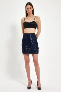 Ceylen Sequin Sequin Embroidered Mini Skirt - Image 5