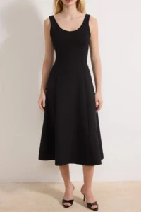 TRENDYOLMİLLA Black Skirt Opened at Waist Midi Weaving Dress - Image 3