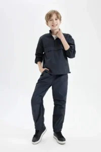 DeFacto Boy's Oversize Wide Fit Zipper Collar Parachute Long Sleeve Shirt - Image 2
