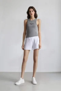DeFacto 100% Cotton Relax Fit High Waist Short Leg White Muslin Shorts