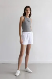 DeFacto 100% Cotton Relax Fit High Waist Short Leg White Muslin Shorts - Image 2