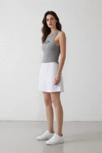 DeFacto 100% Cotton Relax Fit High Waist Short Leg White Muslin Shorts - Image 3