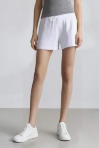 DeFacto 100% Cotton Relax Fit High Waist Short Leg White Muslin Shorts - Image 6