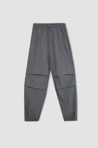DeFacto Girl's Gray Parachute Jogger Pants with Elastic Waist and Leg Pockets - Image 8