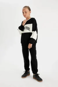 DeFacto Printed Jogger Black Girls' Sweatpants D0732A8/BK81