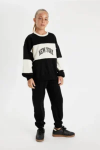 DeFacto Printed Jogger Black Girls' Sweatpants D0732A8/BK81 - Image 2