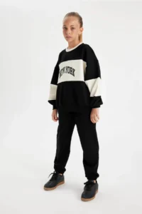 DeFacto Printed Jogger Black Girls' Sweatpants D0732A8/BK81 - Image 3