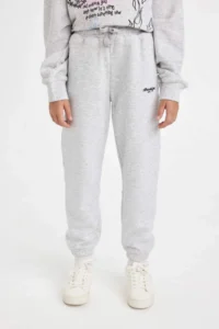 DeFacto Girl's Printed Gray Jogger Sweatpants with Elastic Waist Cuff - Image 4
