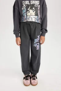 DeFacto Girls' Printed Jogger Sweatpants with Elastic Waist and Pocket - Image 4