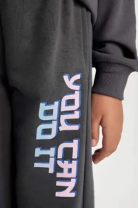 DeFacto Girls' Printed Jogger Sweatpants with Elastic Waist and Pocket - Image 5