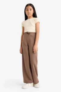 DeFacto Girl's Wide Leg Sweatpants with Elastic Waist