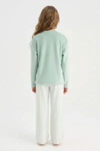 DeFacto Girl's Pajama Set Fleece Long Sleeve Top Long Bottom - Image 5