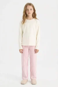 DeFacto Girl's Pajama Set Fleece Long Sleeve Top Long Bottom - Image 4