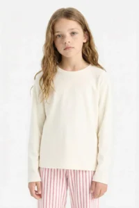 DeFacto Girl's Pajama Set Fleece Long Sleeve Top Long Bottom - Image 5