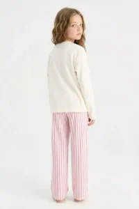 DeFacto Girl's Pajama Set Fleece Long Sleeve Top Long Bottom - Image 8