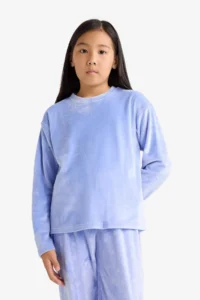 DeFacto Pajama Set Fleece Long Sleeve Top Long Bottom Girl Child - Image 4